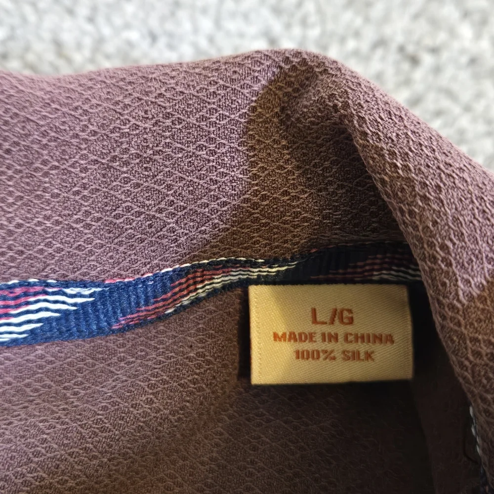 Tommy‎ Bahama Men's Silk Casual Wine Red Striped Shirt Sleeve Shirt Size Large
